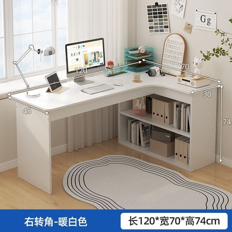 Nordic student desk with bookshelf - all-in-one home bedroom desktop computer desk - assembled study table for elementary school students - writing desk