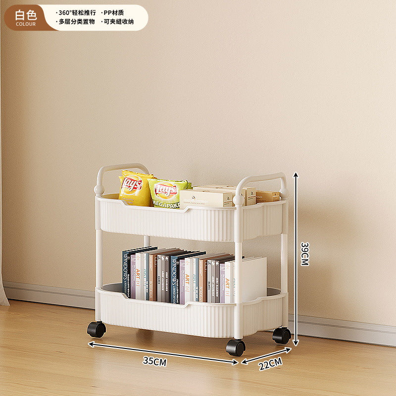 Movable coffee table snack cart cream style living room sofa side table mini bedside storage rack table
