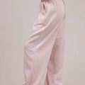 fashion light pink hooded sweatshirt suitloose drop shoulder drawstring wide leg sweatpants two-piece set