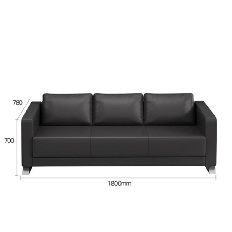 Business black leather office sofa casual reception room three-seater modular sofa lounge minimalist sofa