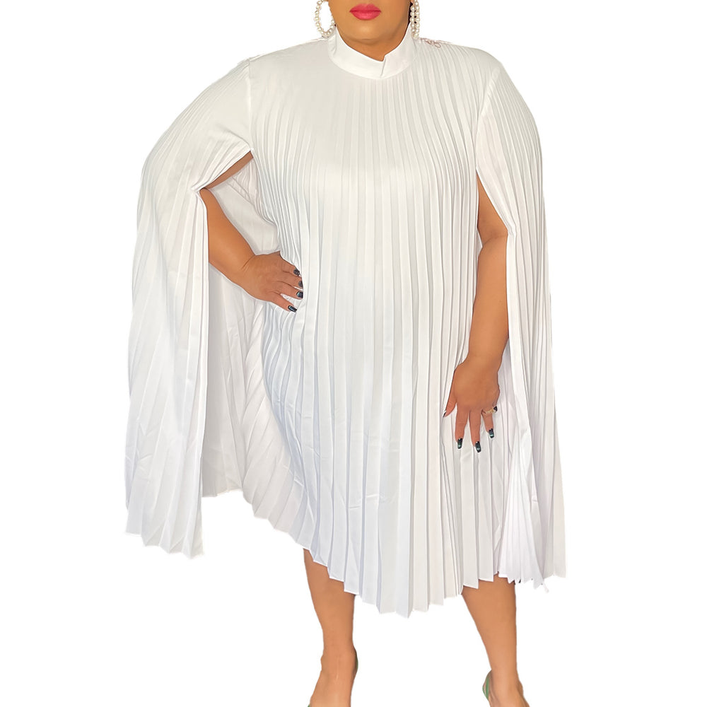 C8546 european and american women's clothing  new fashion elegant cape loose pleated plus size african dress