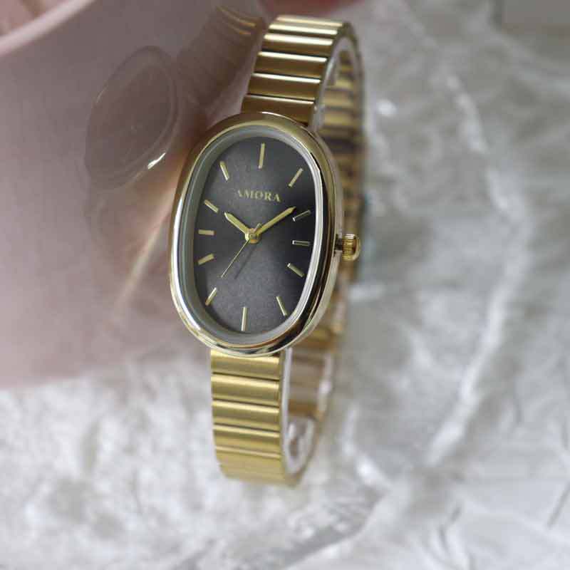 New round bathtub retro trend korean style minimalist casual dial women's watch waterproof fashion 2025