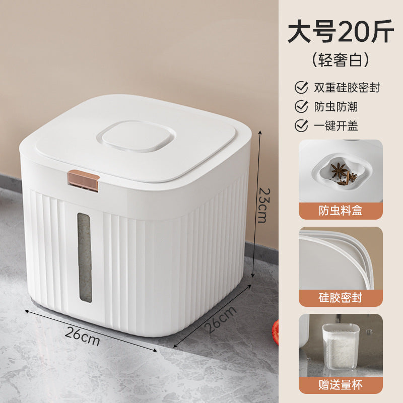 Household rice storage box Moisture-proof rice tank Sealed insect-proof surface Kitchen rice bucket Food grade flour storage tank