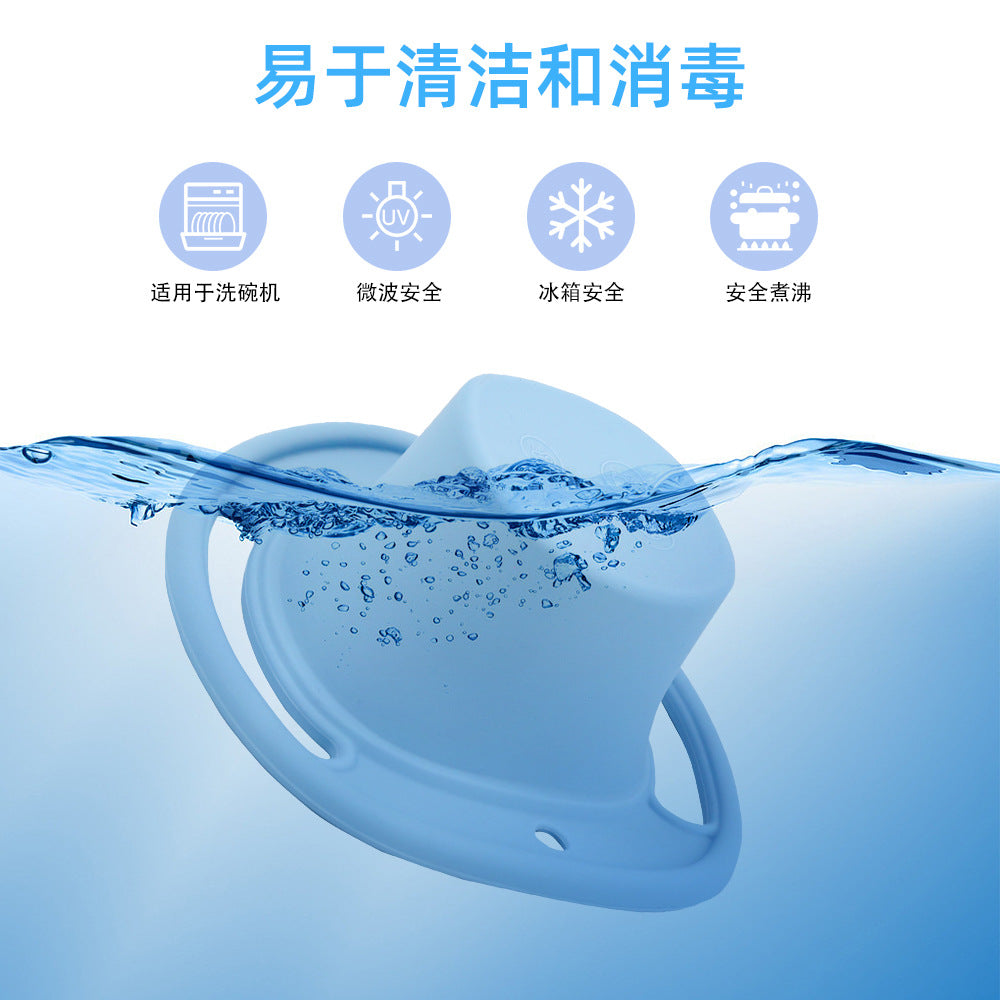 Cross-border new denim hat binaural handle silicone snack cup, portable children's cartoon snack cup with lid