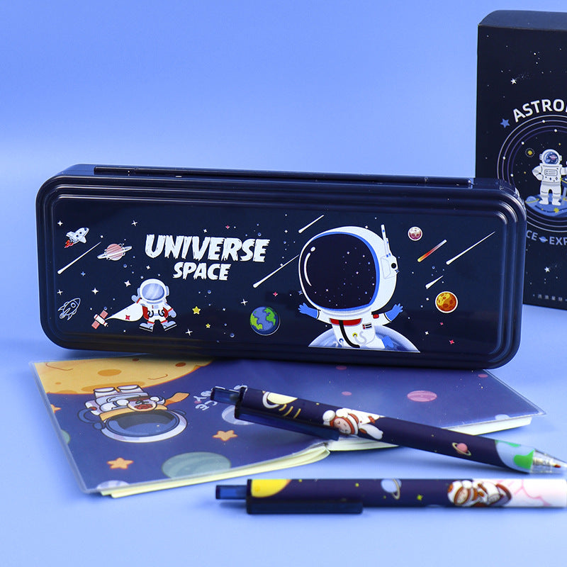 Student stationery box wholesale children's cartoon cute astronaut plastic waterproof pencil case multi-functional combination lock pencil case