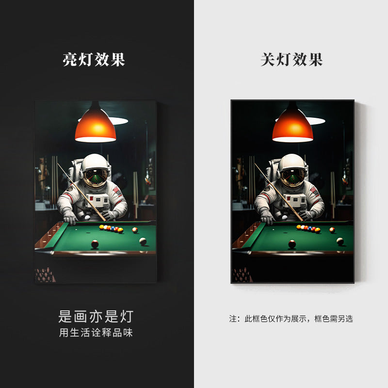 Black eight ball astronaut billiard hall wall decoration painting luminous billiard room hanging painting chess and card club atmosphere light painting