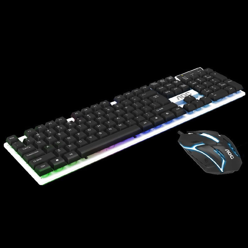 Aoc km100 wired usb illuminated keyboard and mouse combo - mechanical feel gaming keyboard and mouse set