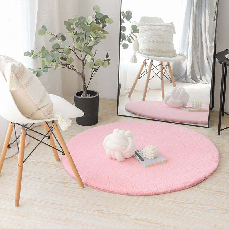 Imitation rabbit fur round carpet cat feeling floor mat hanging basket bedroom white ins bedside living room stuffed round mat