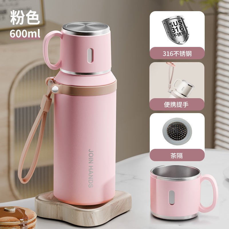 Simple 316 stainless steel insulated tumbler - large capacity, keeps drinks cold, sports water bottle, portable for outings and car use
