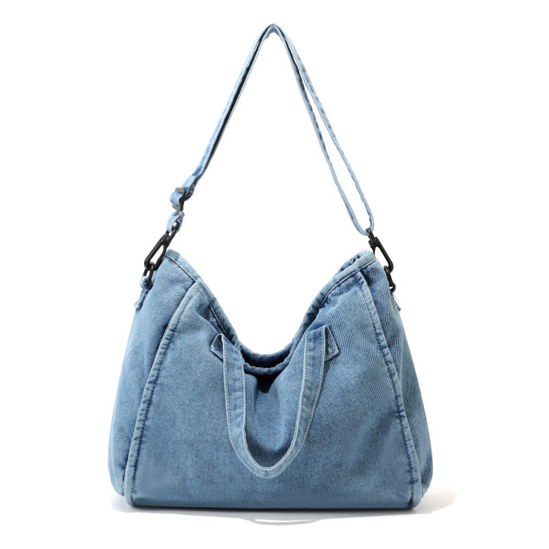Denim underarm bag women's 2025 new fashion large-capacity messenger bag commuter shoulder bag class tote bag