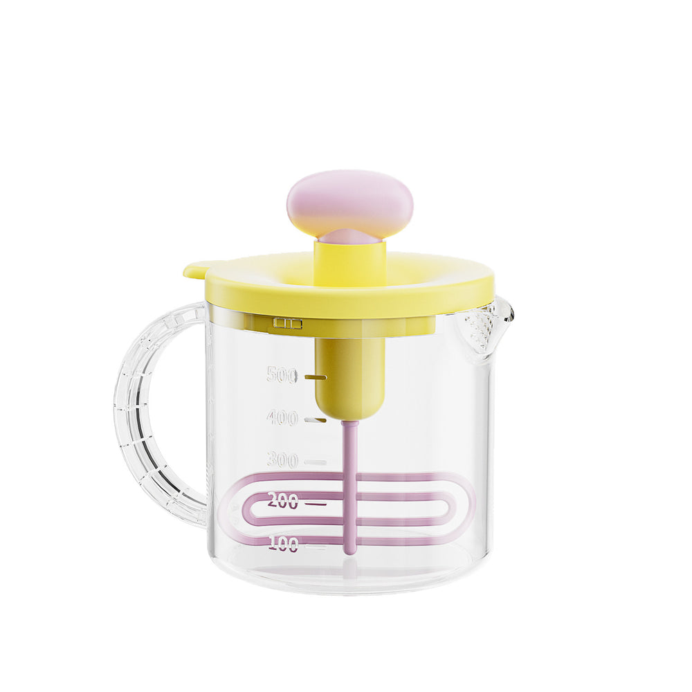 Multifunctional hand mixer with built-in whisk, press-down filter, and egg beater – perfect for cream whipping and baking