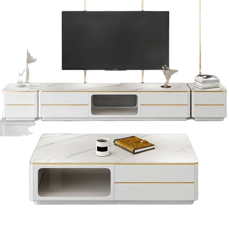 Accessible luxury slate tv cabinet coffee table combination classy luxury small apartment tempered glass new arrival tv cabinet floor cabinet