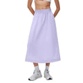 High-waisted a-line midi skirt with elastic waistband, ruffled trim, slimming effect, quick-drying, breathable, casual activewear skirt d26042
