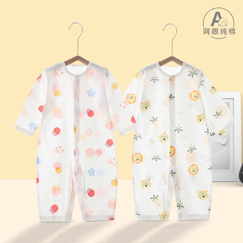 Baby rompers summer thin air conditioning suit baby pure cotton pajamas onesie newborn clothes long sleeve spring and summer outfit