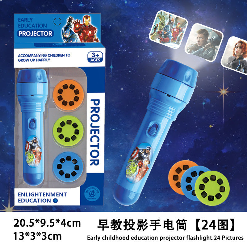 Kids' light-up projector flashlight - bedtime toy, early education, cognitive learning, animal & ocean patterns, multiple projection designs