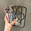 Contrast color ring armor high permeability magnetic suction suitable for iphone16promax mobile phone case apple 15 transparent anti-fall protective cover