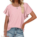 summer new arrival: cross-border european & american women's apparel -  style ladies' top - cutout waist, ruffle sleeve, casual t-shirt