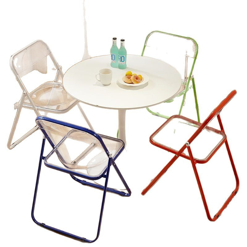 Casual foldable chair transparent crystal photo chair scandinavian acrylic fashion popular makeup stool backrest dining chair