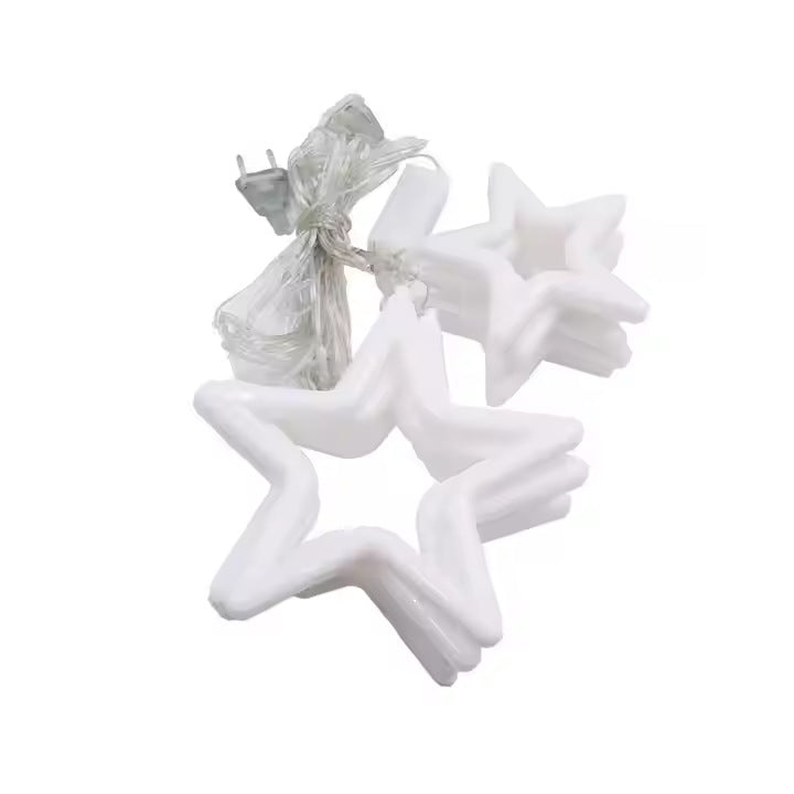 Cross-border  LED leather line pentagram curtain light waterproof star flashing light Christmas decoration star curtain light