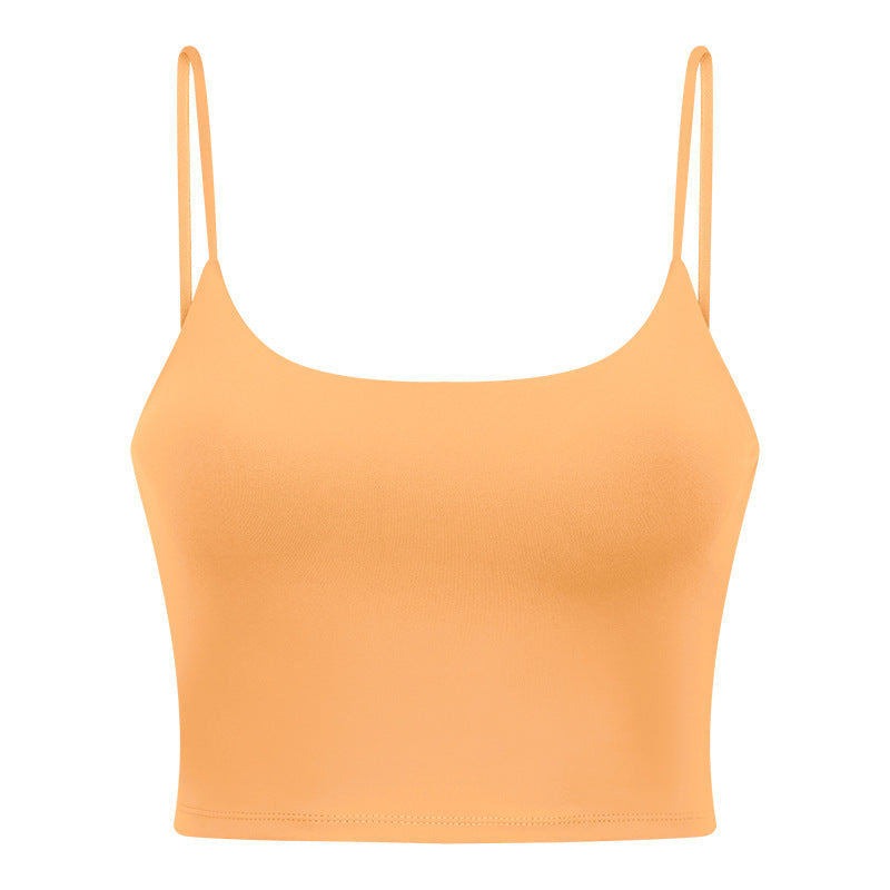 New women's sports yoga tank top with built-in bra pads, sexy spaghetti strap racerback fitness top, yoga camisole c5238
