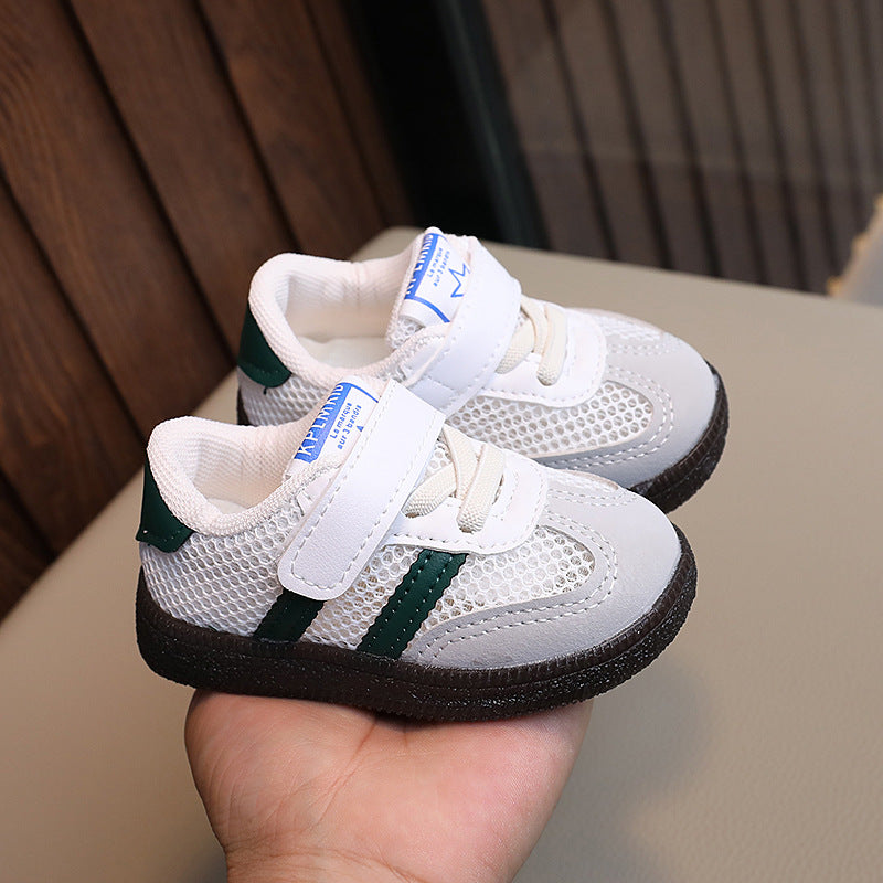 Spring and summer kids single mesh breathable casual shoes girl k-style velcro soft bottom mesh shoes sneakers boys german training shoes