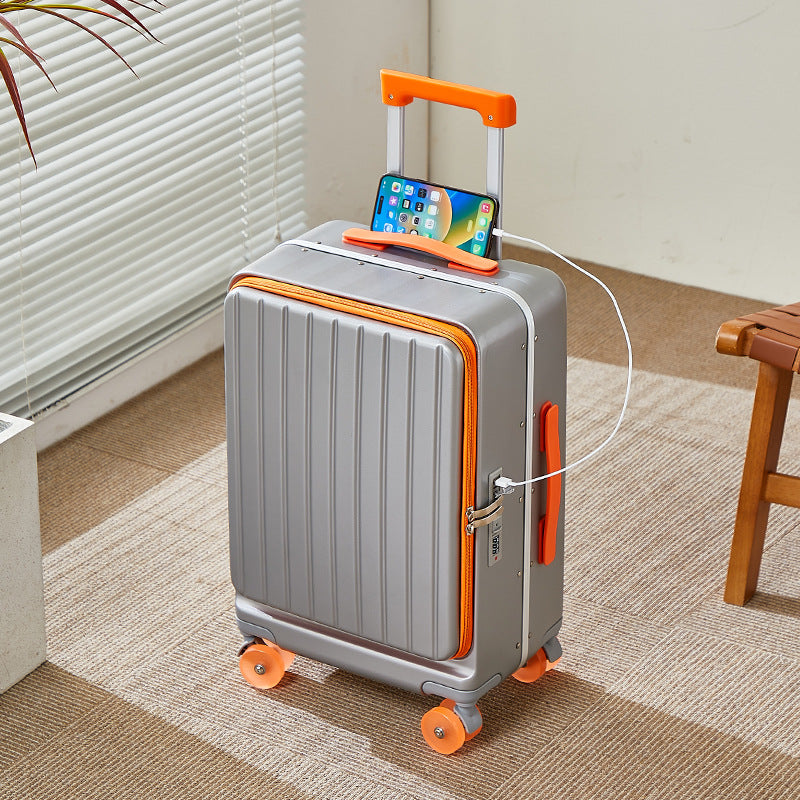 Side opening lid is convenient and durable, password, student multi-functional luggage, universal wheel trolley case, boarding suitcase, minimalist
