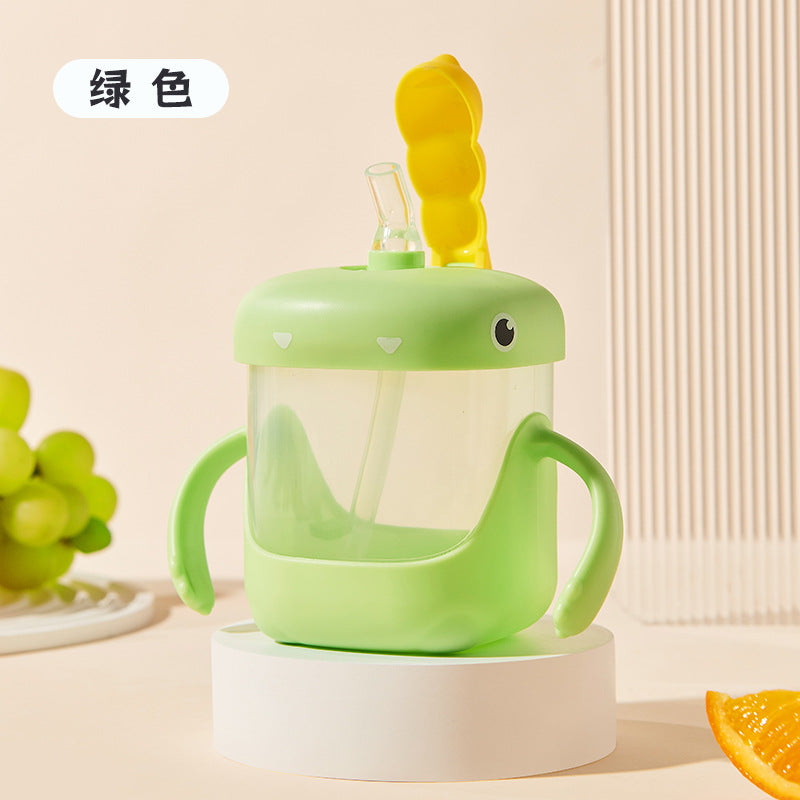 Kids' milk cup water bottle with measuring scale, straw, spill-proof, heat-resistant, infant and toddler training cup, home use