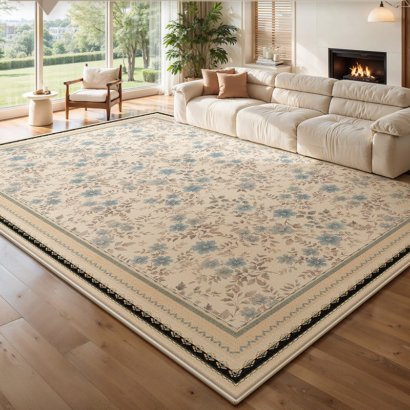 French-style rug for living room, bedroom, bedside, coffee table, sofa - soundproof, vintage, non-slip, summer cooling ice silk mat