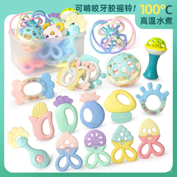 Cross-border  export tooth grinding stick toothpaste baby anti-eating hand soft glue baby mouth desire small mushroom biting glue toy