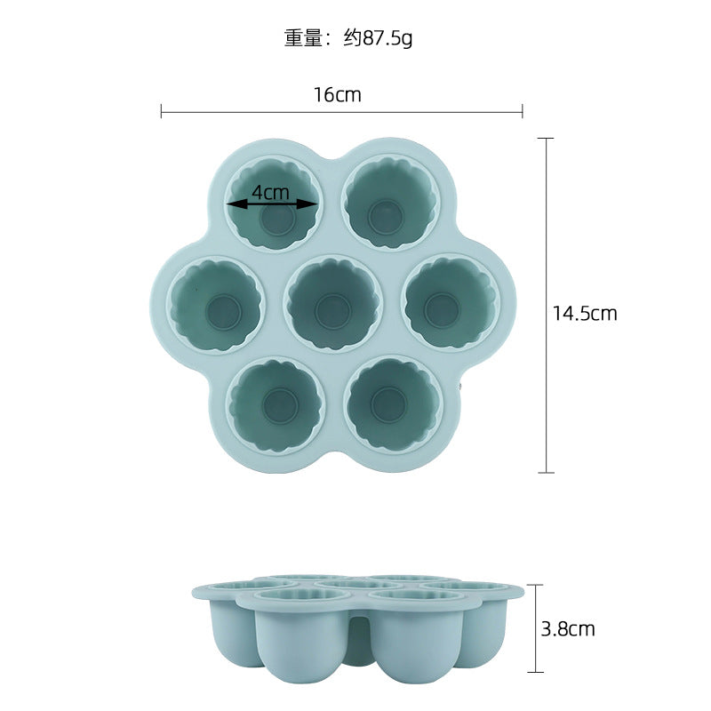 Food-grade silicone 7-cavity grapefruit-shaped jelly mold, home ice cube tray, baby food refrigeration box, ice mold with lid