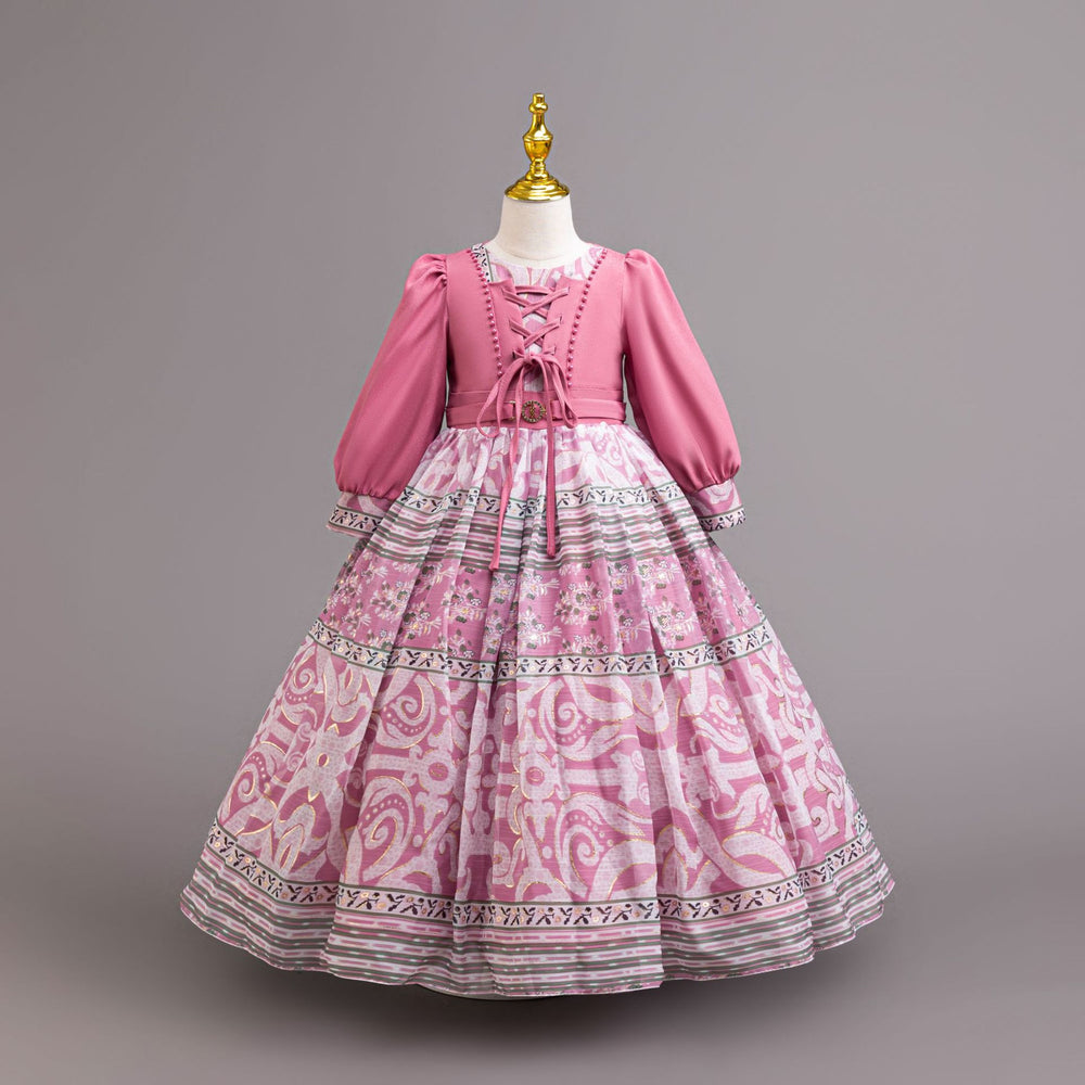 Chiffon children's princess dress - girls' holiday performance gown - high-end banquet floral dress - princess style