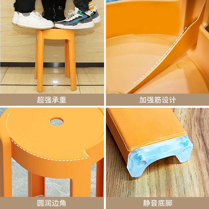 Popular plastic stool for home stackable thickened high stool windmill round plastic stool casual restaurant spare dining table and chairs