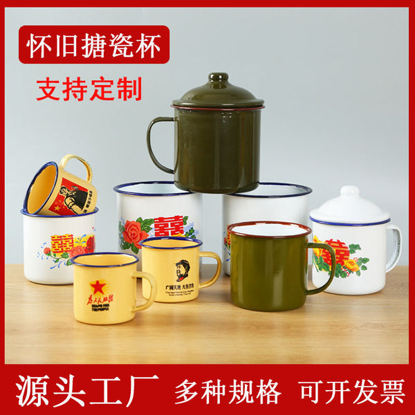 Nostalgic enamel cup retro mug cake cup barbecue cup old cadre tea cup retro enamel cup tea pot wholesale