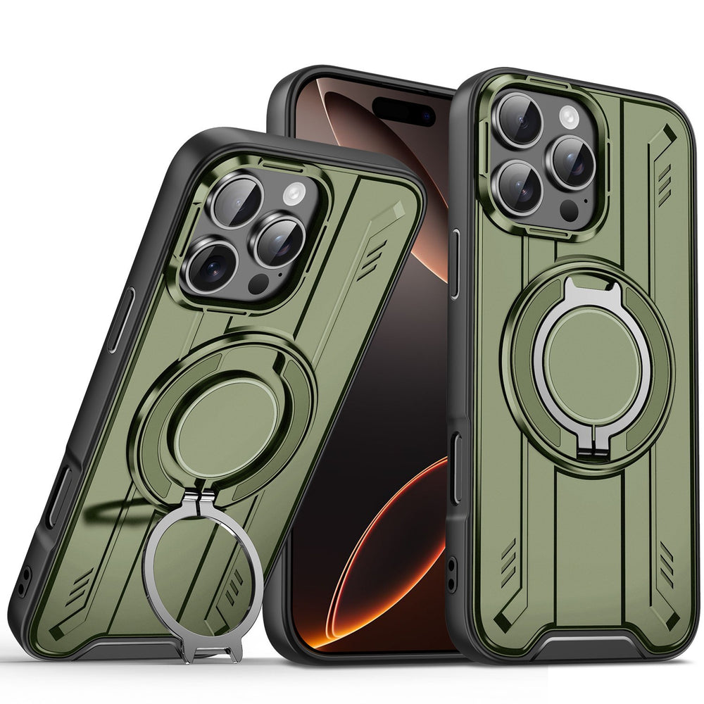 Lingsheng rotating integrated magnetic holder is suitable for iphone17pro mobile phone case armor anti-fall apple 11 cross-border