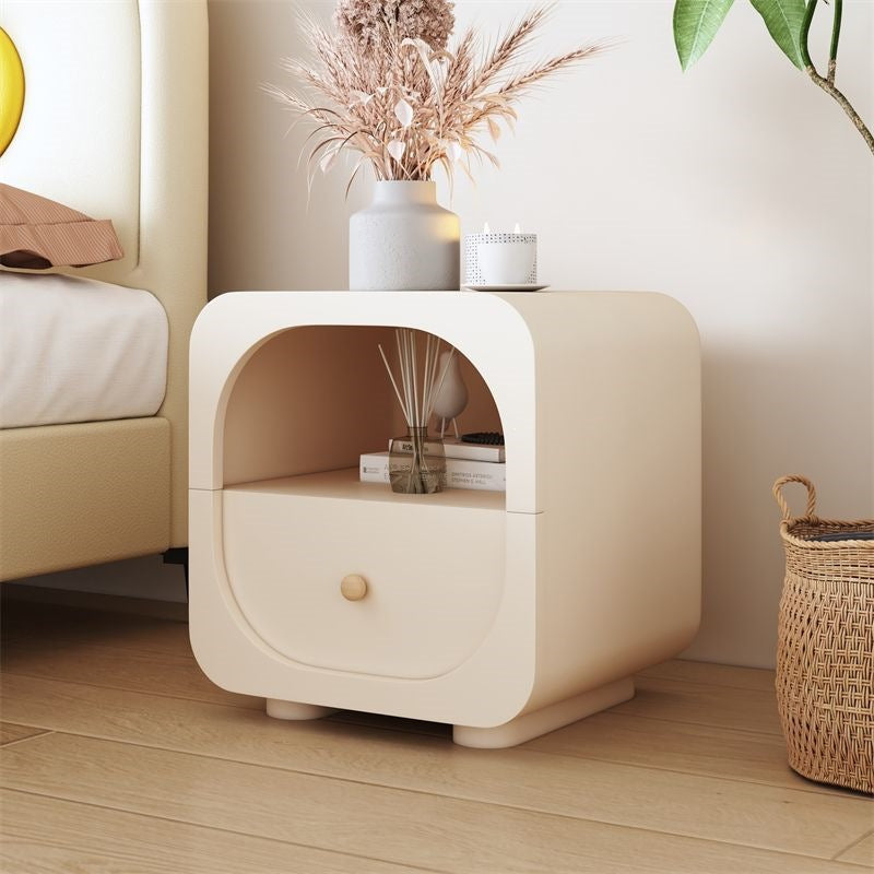 Cream style bedside table frenchaccessible luxury bedroom modern casualpopularins wabi-sabi bedside storage cabinet
