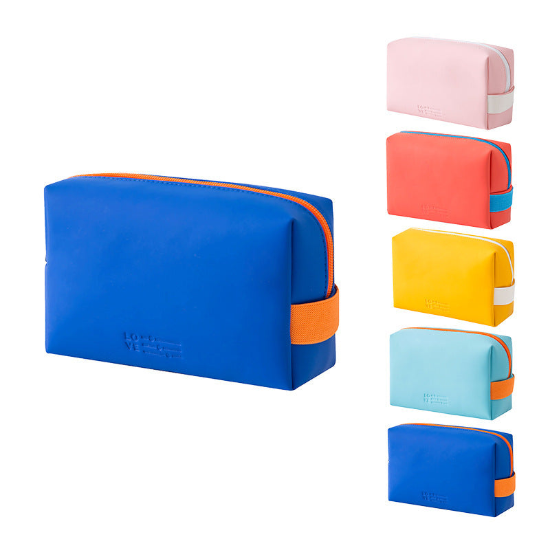 Popular Color PU Cosmetic Bag Portable ins Wind Cute Hand Wash Bag Waterproof Travel Cosmetics Storage Bag