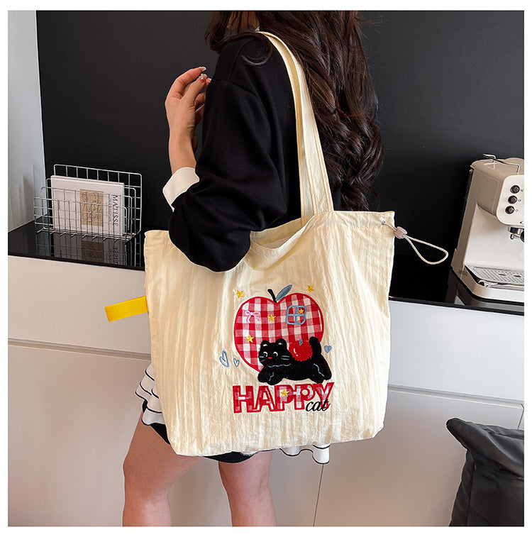Cross-border large bag women's 2025 new popular light student class commuting shoulder bag large capacity tote bag