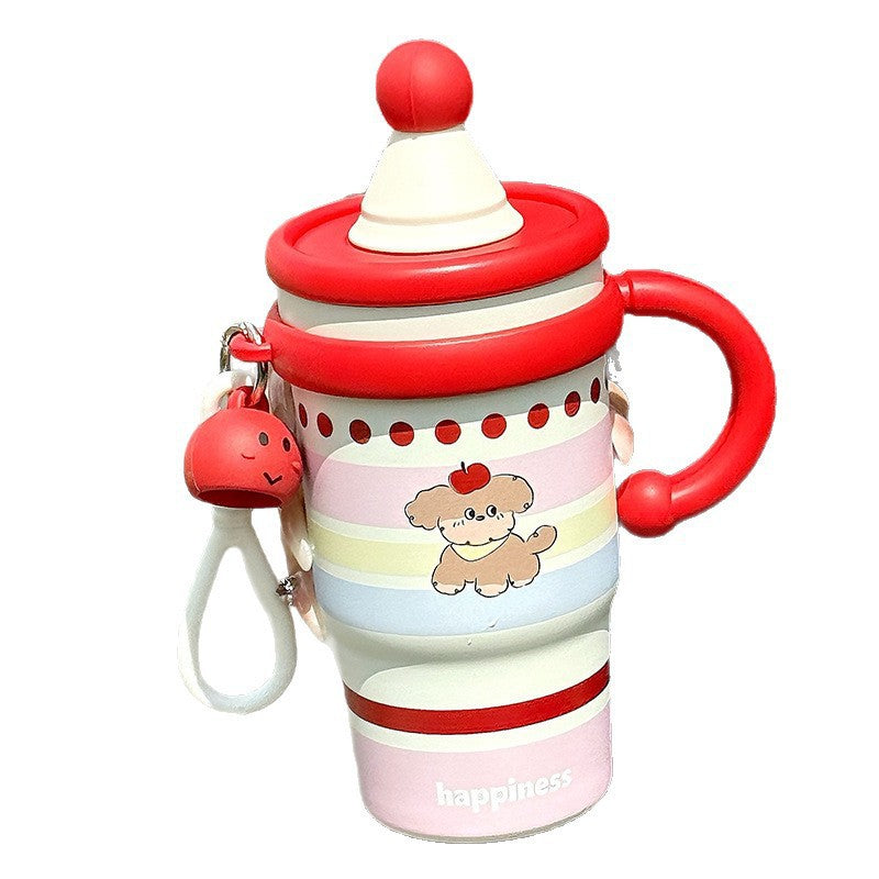 New arrival high-looking large-capacity cartoon handle ice insulation cup cute student straw cup coffee cup office cup