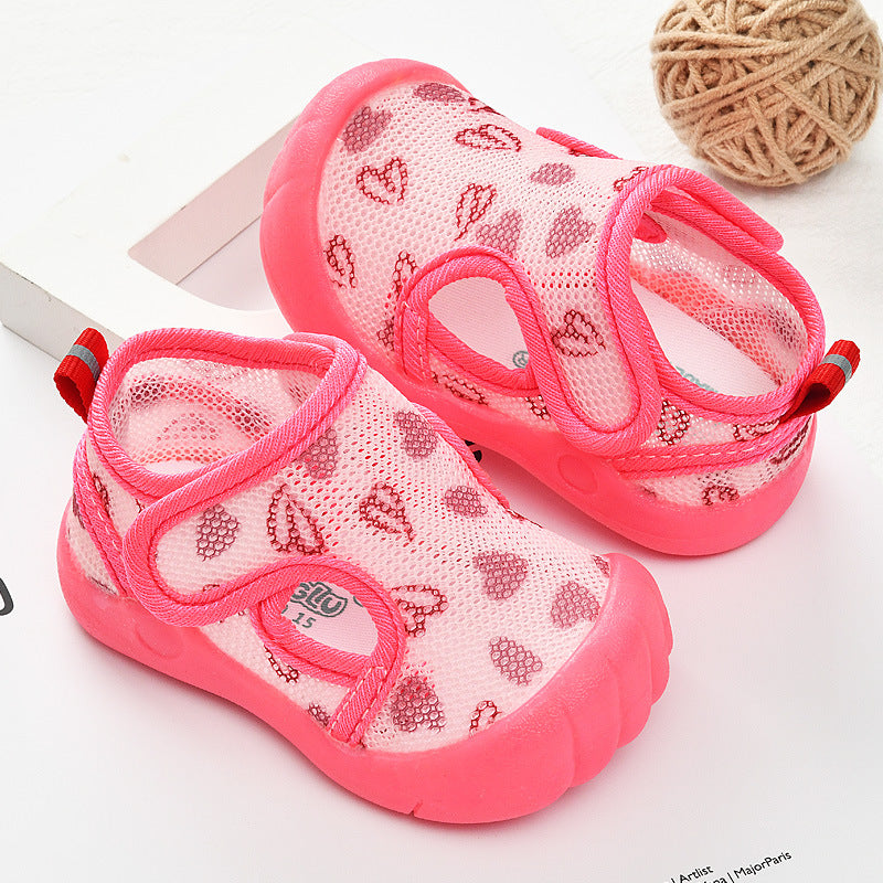 Baby sandals for boys, summer first walker shoes, 0-1-2 years old infant anti-slip soft sole mesh shoes for babies and toddlers, baby girl shoes