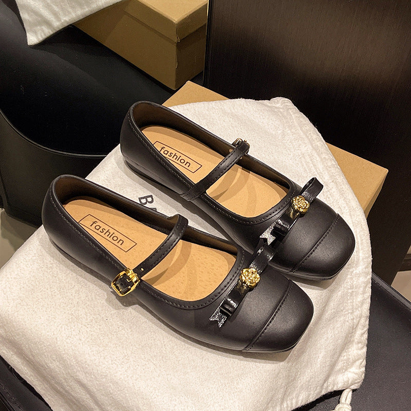 2026new arrival baotou flats women's square toe flats bowsclassy mary jane shoes all-inclusive fashion slippers