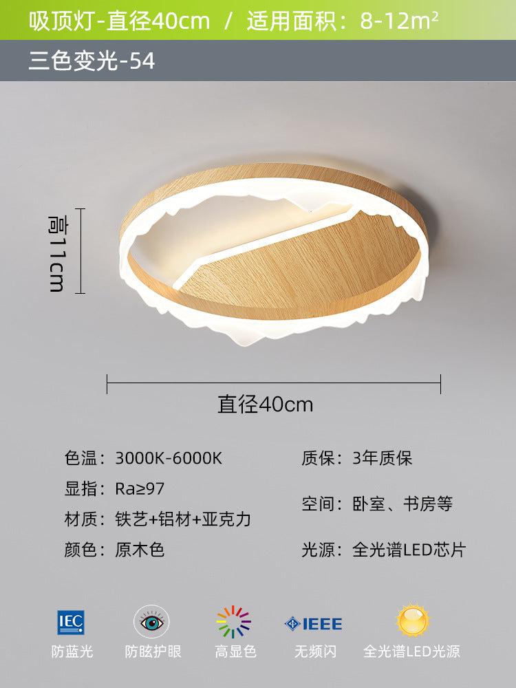 Bedroom ceiling light modern minimalist full spectrum eye protection walnut color retro warm romantic master bedroom room lighting