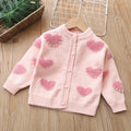 Girls' knitted sweater -  new style baby girl pearl heart pullover cardigan - sweetheart princess fashion top