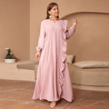 supply plus sizelong sleeves round neck rufflesloose long skirt robe long skirt dress special price
