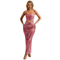 C7196 cross-border   fashion women's sexy camisole banquet dress long skirt set summer