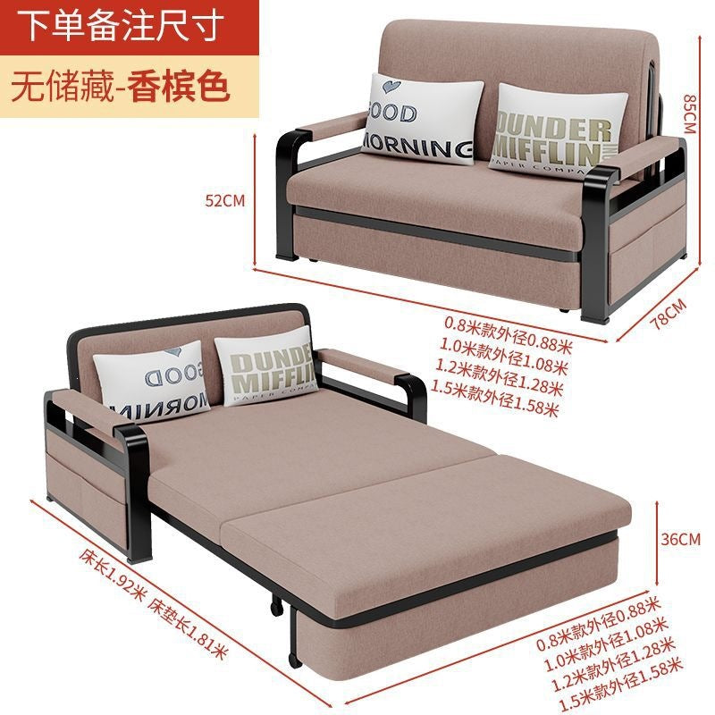 Sofa bed dual-purpose foldable small apartment living room multi-functional telescopic bed popular detachable washable fabric single sofa bed