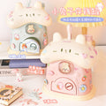 Trendy cartoon rabbit piggy bank - cute kids' creative house design, large capacity, easy access