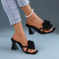 2026 summer new arrival: plus-size women's casual comfortable floral european and american style lace-up high heel sandals - one size fits most