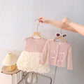 Girls' dress  spring new arrival set - kids' cardigan & sleeveless tulip rose princess dress