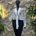 European and american cross-border women's fashion  summer new arrival: elegant v-neck sheer mesh lace loose long-sleeve shirt top