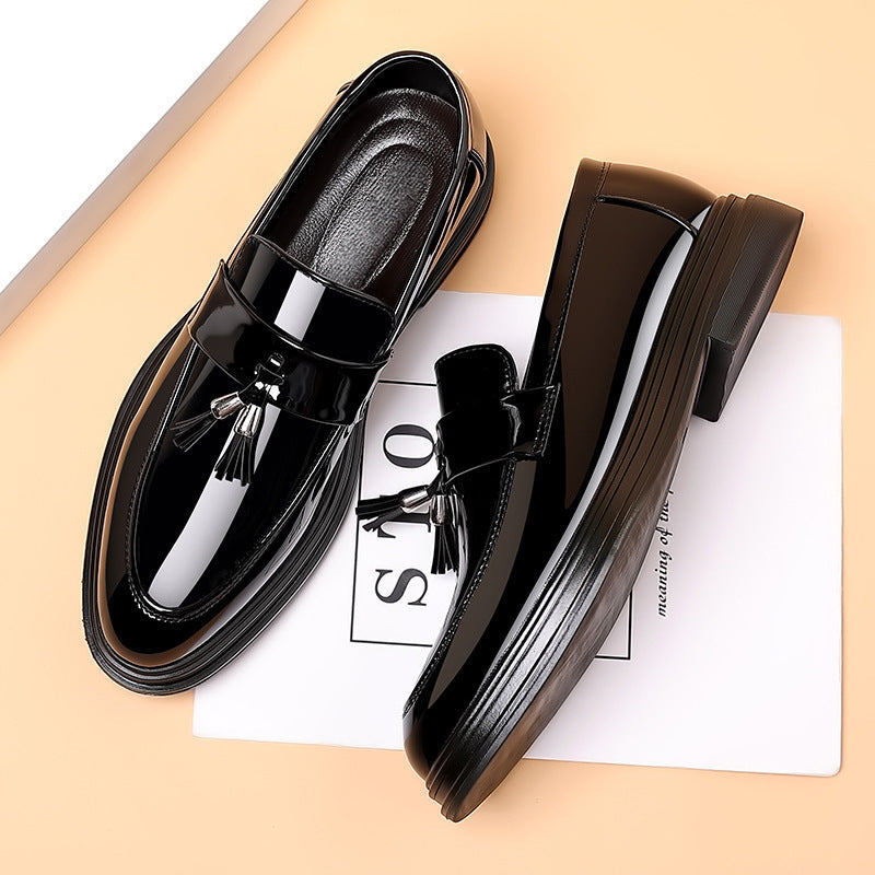 Men's leather dress shoes - autumn business formal, plus size casual soft sole black wedding/groom shoes